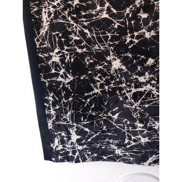 Cue Women's Black Ivory White Marble Print Contrast Stripe Pencil Skirt Size 14 - Picture 3 of 7